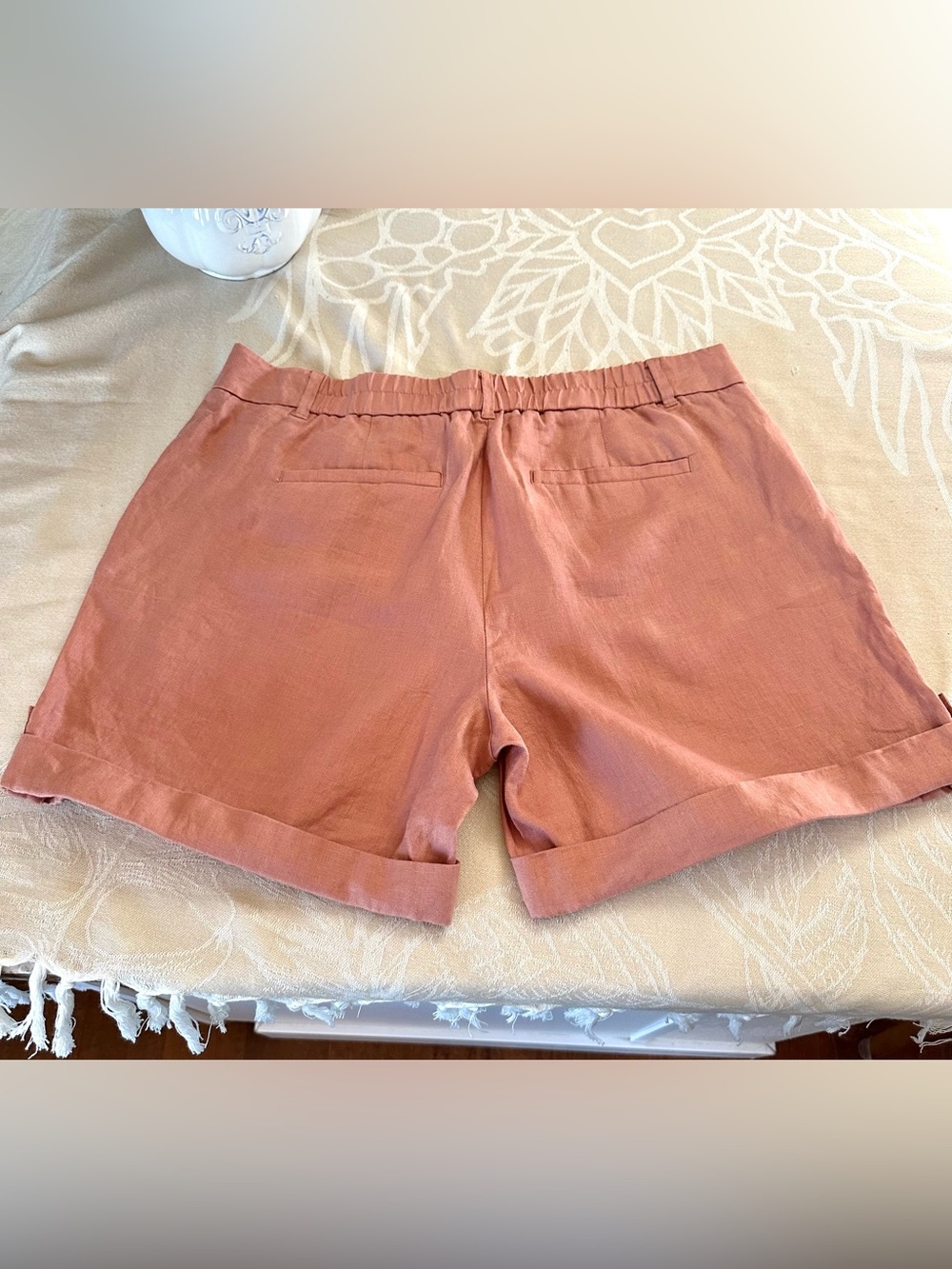 LOFT 100% Linen Dusty Rose Cuffed Shorts w Pockets Size 10 NWT - Picture 3 of 11